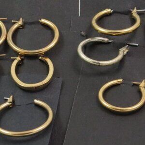 6 Pair Gold and Silver Tone Hoop Earrings